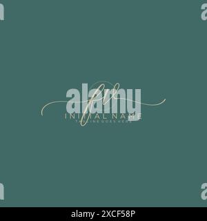 FV handwriting logo with circle template vector signature, wedding ...