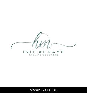 HM Initial handwriting with circle template Stock Vector