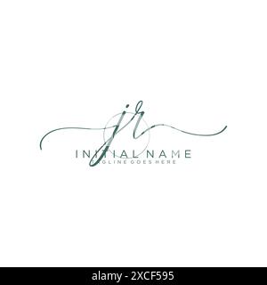 JR Initial handwriting with circle template Stock Vector