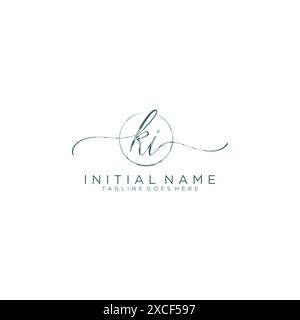 KI Initial handwriting with circle template Stock Vector