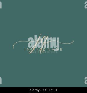 JQ Initial handwriting with circle template Stock Vector