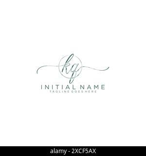 KQ Initial handwriting with circle template Stock Vector