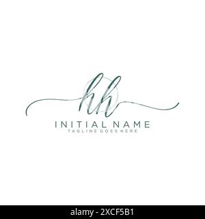 HH Initial handwriting with circle template Stock Vector