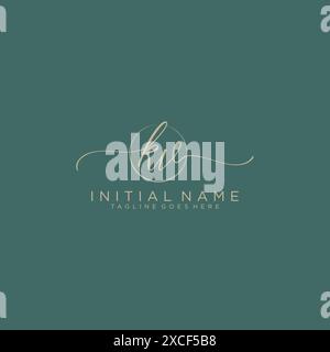 KV Initial handwriting with circle template Stock Vector