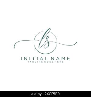 LS Initial handwriting with circle template Stock Vector