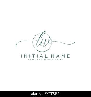 LW Initial handwriting with circle template Stock Vector