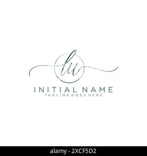 LU Initial handwriting with circle template Stock Vector