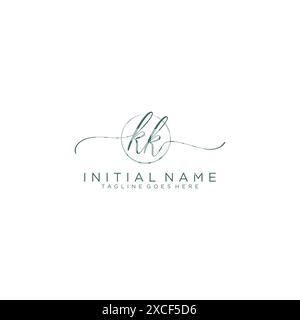 KK Initial handwriting with circle template Stock Vector