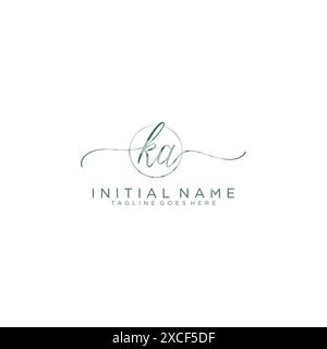 KA Initial handwriting with circle template Stock Vector