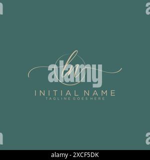 LN Initial handwriting with circle template Stock Vector