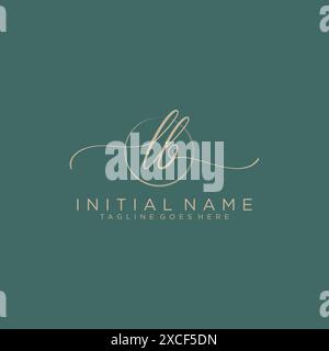 LB Initial handwriting with circle template Stock Vector