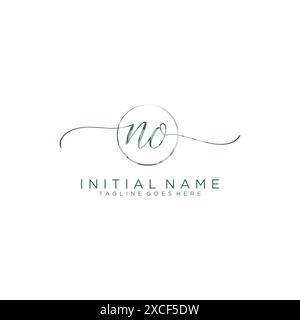NO Initial handwriting with circle template Stock Vector