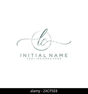 LC Initial handwriting with circle template Stock Vector