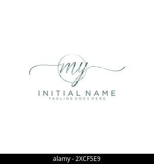 MY Initial handwriting with circle template Stock Vector