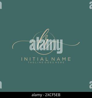 LR Initial handwriting with circle template Stock Vector