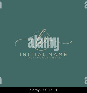 LV Initial handwriting with circle template Stock Vector