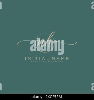 NH Initial handwriting with circle template Stock Vector