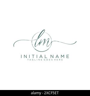 LM Initial handwriting with circle template Stock Vector