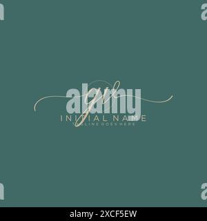 GV handwriting logo with circle template vector logo of initial wedding ...