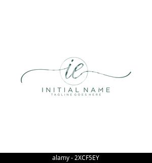 IE Initial handwriting with circle template Stock Vector
