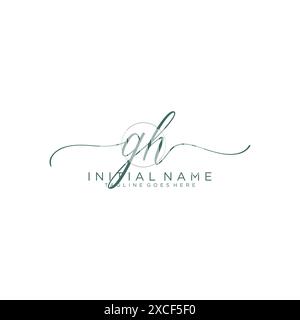 GH Initial handwriting with circle template Stock Vector