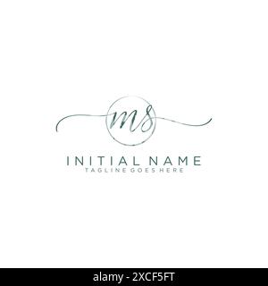 MS Initial handwriting with circle template Stock Vector