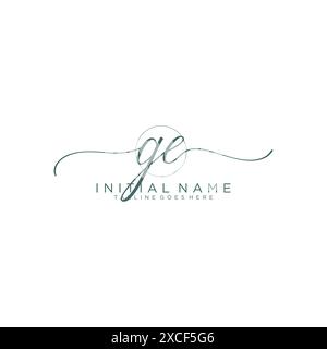 GE Initial handwriting with circle template Stock Vector
