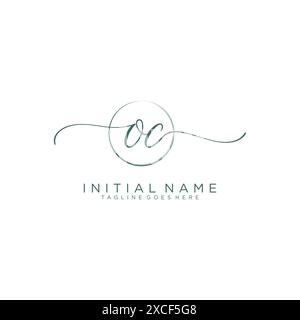 OC Initial handwriting with circle template Stock Vector