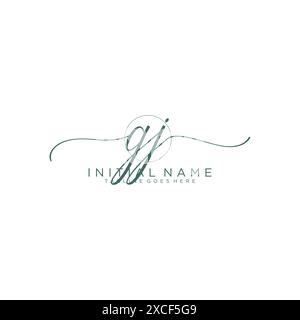GJ Initial handwriting with circle template Stock Vector