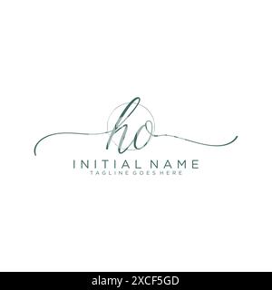 HO Initial handwriting with circle template Stock Vector