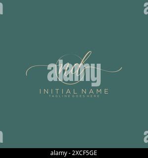 ND Initial handwriting with circle template Stock Vector