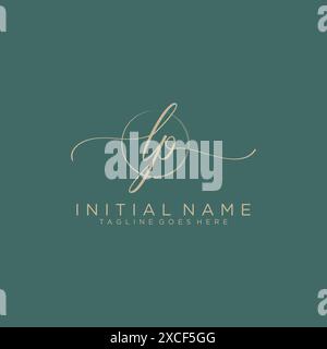 LP Initial handwriting with circle template Stock Vector