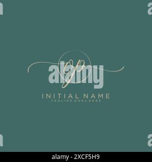 OP Initial handwriting with circle template Stock Vector