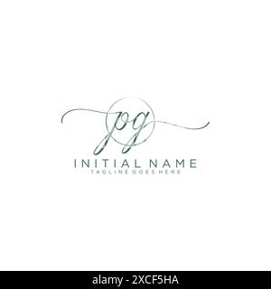 PG Initial handwriting with circle template Stock Vector