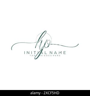 HP Initial handwriting with circle template Stock Vector