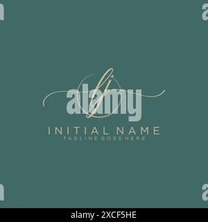 LJ Initial handwriting with circle template Stock Vector