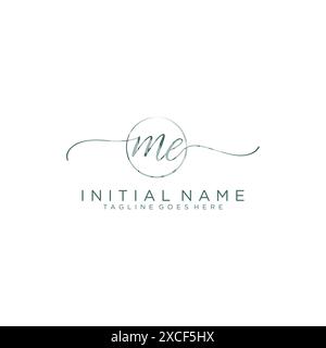 ME Initial handwriting with circle template Stock Vector