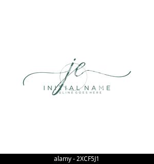 JE Initial handwriting with circle template Stock Vector