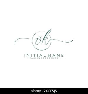 OK Initial handwriting with circle template Stock Vector