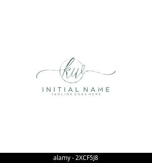 KW Initial handwriting with circle template Stock Vector