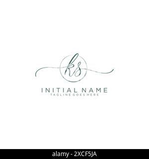 KS Initial handwriting with circle template Stock Vector