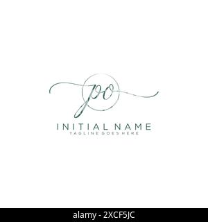 PO Initial handwriting with circle template Stock Vector