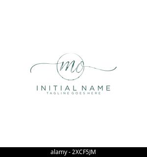 MO Initial handwriting with circle template Stock Vector