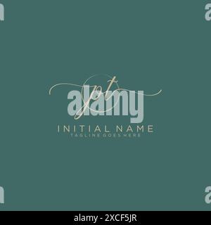 PT Initial handwriting with circle template Stock Vector
