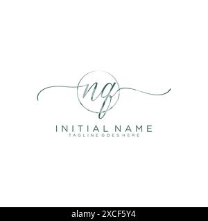NQ Initial handwriting with circle template Stock Vector