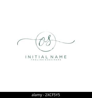 OS Initial handwriting with circle template Stock Vector