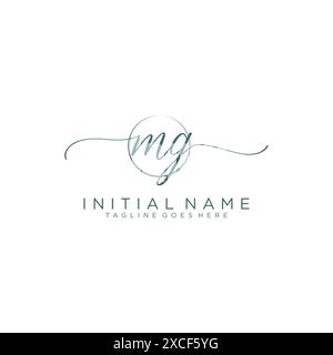 MG Initial handwriting with circle template Stock Vector