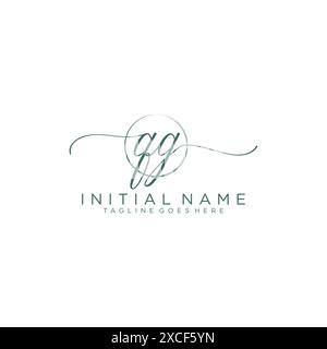 QG Initial handwriting with circle template Stock Vector