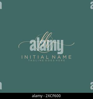 LH Initial handwriting with circle template Stock Vector
