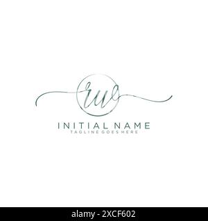 RW Initial handwriting with circle template Stock Vector